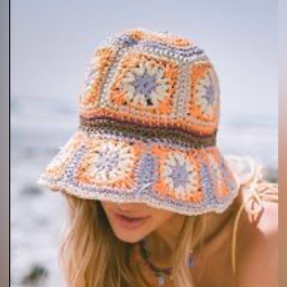 Forever 21 Accessories - Forever 21 Granny square Multicolor Crochet Bucket Hat